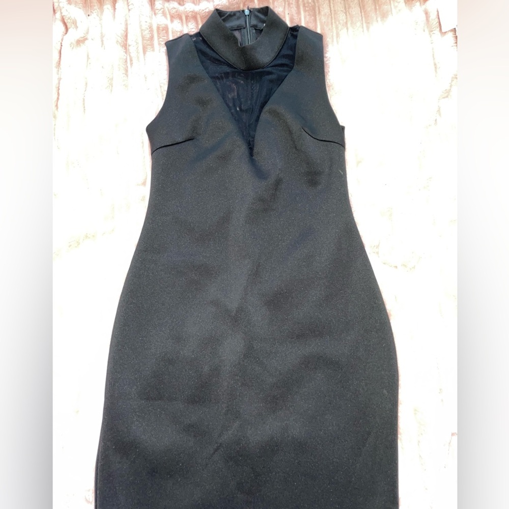 Guess Black Midi Dress with Sheer Detail